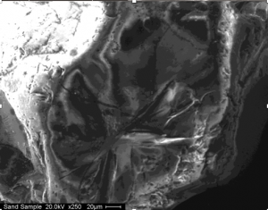  Zooming in on a grain at 250x magnification! Look at those crags!